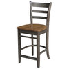 36" Round Wood Extension Counterheight Table and 4 Stools in Hickory/Washed Coal
