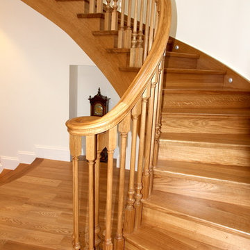 Curved oak staircase, Hetton, Yorkshire Dales