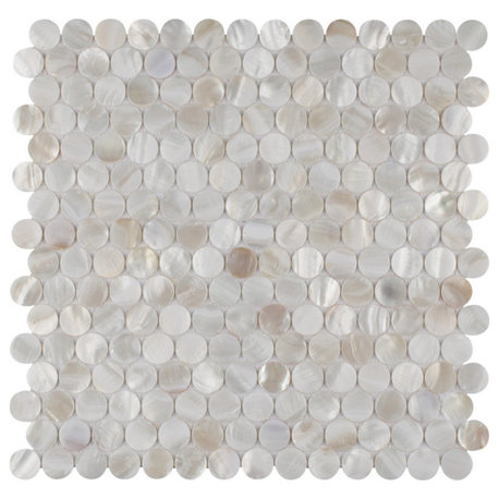 Conchella Mini Penny White Natural Shell Wall Tile