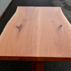Live Edge Cherry Dining Table with Trestle Base - Dining Tables