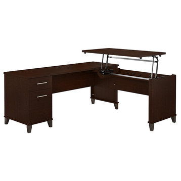 Bush Furniture Somerset 72W 3 Position Sit to Stand L Desk in Mocha Cherry