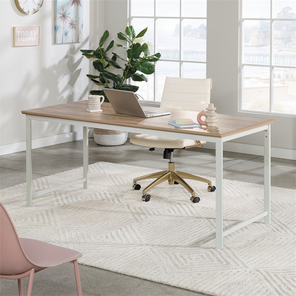 Sauder Bergen Circle Engineered Wood and Metal Table Desk in Kiln ...