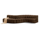 Meridian Furniture - Arc Velvet Upholstered 6-Pc. S-Shaped Modular Sectional, Brown - Give your living room or den the perfect blend of style and versatility with this Arc velvet fabric curved modular Sectional. Part of the Arc modular furniture collection, this Sectional comes upholstered in rich brown velvet fabric and features deep channel tufting that adds a touch of luxury while enhancing comfort and support. A seamless combination of form and function, this chair can be used with other Arc pieces to create a myriad of configurations in your well-curated room.