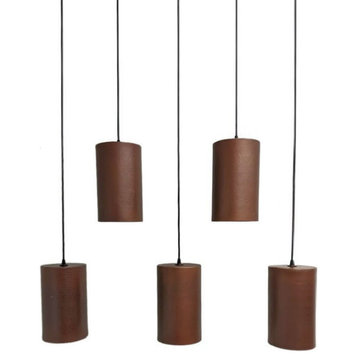 Copper Tube Linear Chandelier 5 pc in Café Natural