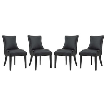 Marquis Dining Chair Faux Leather Set of 4 - Black EEI-3499-BLK
