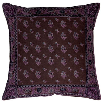 Pillow Decor - Somerset Downs Purple Cotton Throw Pillow 16x16