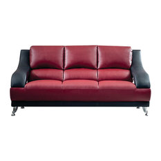 Modern Red Leather Sofas Houzz Anic Furniture Inc Vance Leather Sofa Maroon And Black Sofas