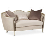 AICO/Michael Amini - AICO Michael Amini Villa Cherie Loveseat - Hazelnut - Find your perfect shape with the Villa Cherie Sofa and Matching Chair. Tapered legs and Chardonnay trims instantly brighten any living room while curving arms and backrests add a dynamic elegance you'll only find in Hollywood!