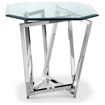 Emma Mason Signature Greywater Octoganal End Table in Nickel