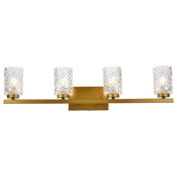 Living District LD7028W32BR 4 lights bath sconce in brass with clear shade