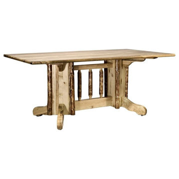 Montana Woodworks Glacier Country Wood Dining Table in Brown Lacquered