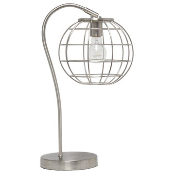 Lalia Home Arched Metal Cage Table Lamp, Brushed Nickel