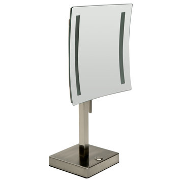 ALFI ABM8FLED-BN Brushed Nickel Square 8" 5x Magnifying Mirror With Light