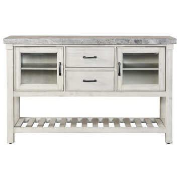 Steve Silver Canova Weathered White Wood and Marble Top Server