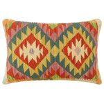 Bareens Designer Rugs - Turkish Rustic Fogarty Hand Woven Kilim Pillow - Embellish your home with this timeless casual chic handmade Southwestern Kilim throw pillow covers made with wool and cotton. Constructed on a loom by Nomad Turkman people with hand spun wool and Natural Vegetable dyes these beautiful Kilim pillow covers are known for their beautiful repetitive geometrical, naturalistic floral and traditional patterns yet still giving it a moden look. Masterfully artisan-crafted on traditional Kilim looms with a contemporary fashion palette producing bold intricate sharp patterns making them a standout piece in any decor.
