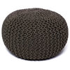 Charleston Round Jute Pouf, Gray