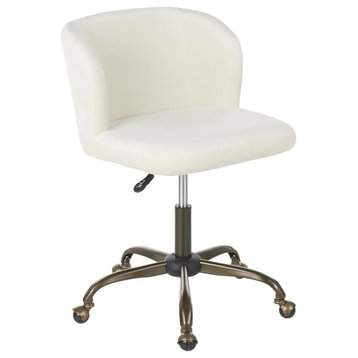 Fran Contemporary Task Chair by LumiSource, Antique Metal, Cream Velvet