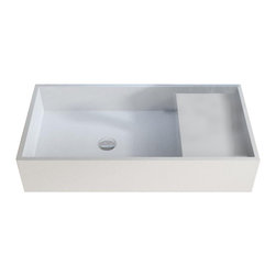 ADM Bathroom Design - ADM Rectangular Countertop Sink, White, 32", Matte White, On-Left - Bathroom Sinks