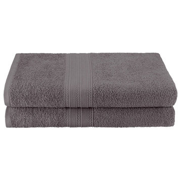 2 Piece 100% Cotton Ring Spun Bath Sheet Towel, Graphite