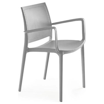 P'Kolino Luna Modern Chair With Arms, Gray Set of 4