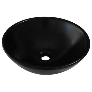 Dowell Ceramic Vessel Sink, Matte Black, Round