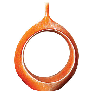 Open Ring Vase, Orange, 5"x12"x15.75"