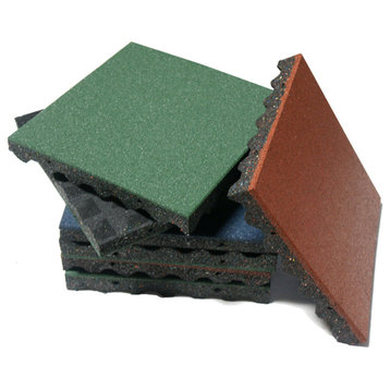 Rubber-Cal Eco-Safety Interlocking Tiles, 2.5", Green, 50 Pack