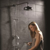 Ceramic & Chrome Thermostatic Shower System With Rose Head and Grand Riser Kit