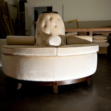 Center Banquette Sofa in Velvet from Robert Allen