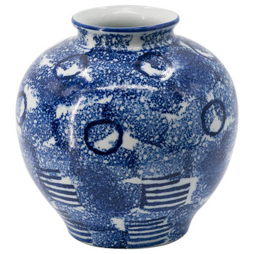 Blue & White Porcelain  Vase D9x9.5"