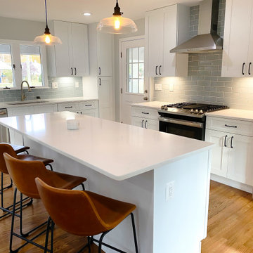 Open Kitchen with Carrara Quartz Countertop and Island in Fairfax VA