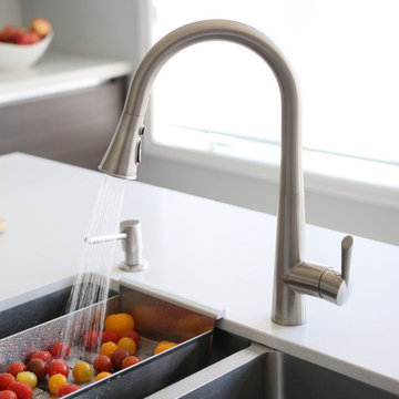Single-Handle Brushed Nickel High Arch Kitchen Faucet w/Pull Down Dual-Function