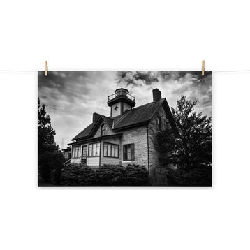 Cedar Point Lighthouse in Black and White Unframed Wall Art Prints, 8" X 10"