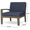 GDF Studio 5-Piece Roy Outdoor Wood Sofa Set With Coffee Table and Cushion, Gray/Dark Gray