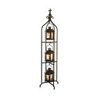 Metal Candle Lanterns With Stand, 3-Tier Lantern Stand for Yard
