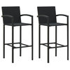 vidaXL 2x Bar Stool Black Poly Rattan Lounge Seating Counter Stools Chairs