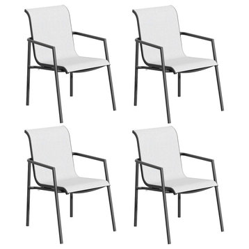 Orso Sling Armchair, Fog Sling, Carbon Powder Coated Aluminum Frame, Set of 4