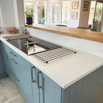 Blue-Green Shaker Kitchen in Thrapston