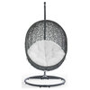 Hide Outdoor Wicker Rattan Swing Chair With Stand, Gray White