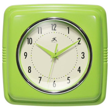 Square Retro 9.25" Apple Green Wall Clock