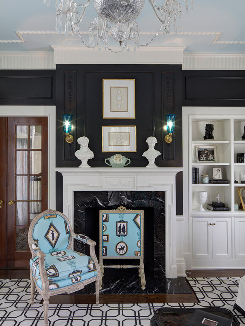 Klassische Arbeitszimmer mit Kaminsims aus Stein Ideen, Design & Bilder