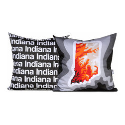 Indiana Map Pillow, Charcoal - Decorative Pillows