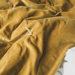 Mustard Pebble Velvet Quilt - Bedspreads