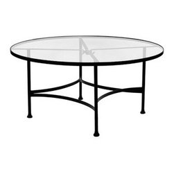 Classico 54"Rd. Round Glass Top Dining Table With 2" Umbrella Hole - Outdoor Dining Tables