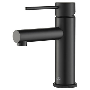 Circular X Brass Single Hole Bathroom Faucet KBF1010, Matte Black, Without Drain