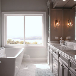 Bianco Carrara Master Bathroom - Vanity Tops And Side Splashes