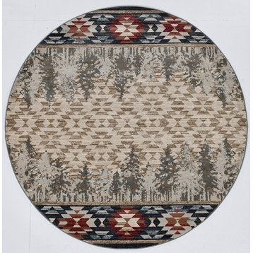 KAS Chester 5635 Pines Lodge Rug, Ivory, 7'10"x7'10" Round