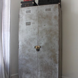 Charlie Vintage Reclaimed Industrial Chic Stripped & Distressed Steel Cupboard - Wardrobes and Armoires