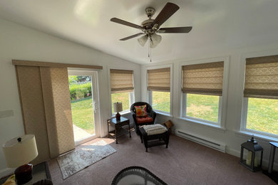 Classic Roman Shades Before and After in a Sunroom