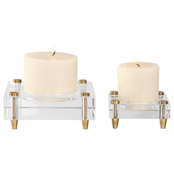 Uttermost Claire Crystal Block Candleholders, Set of 2